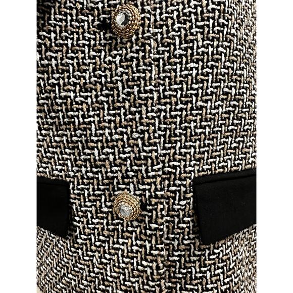 ZARA TWEED BOUCLE TRIM TEXTURED BLAZER JACKET WITH BOW SZ L PREPPY OLD MONEY - Picture 14 of 15